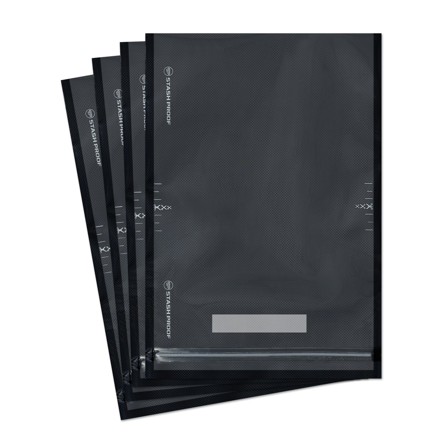 Stack of zipper vacuum seal bag on white background