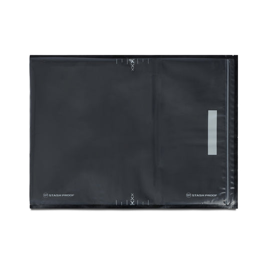 a 15 inch by 20 inch vacuum bag that is black on one side and clear on the other