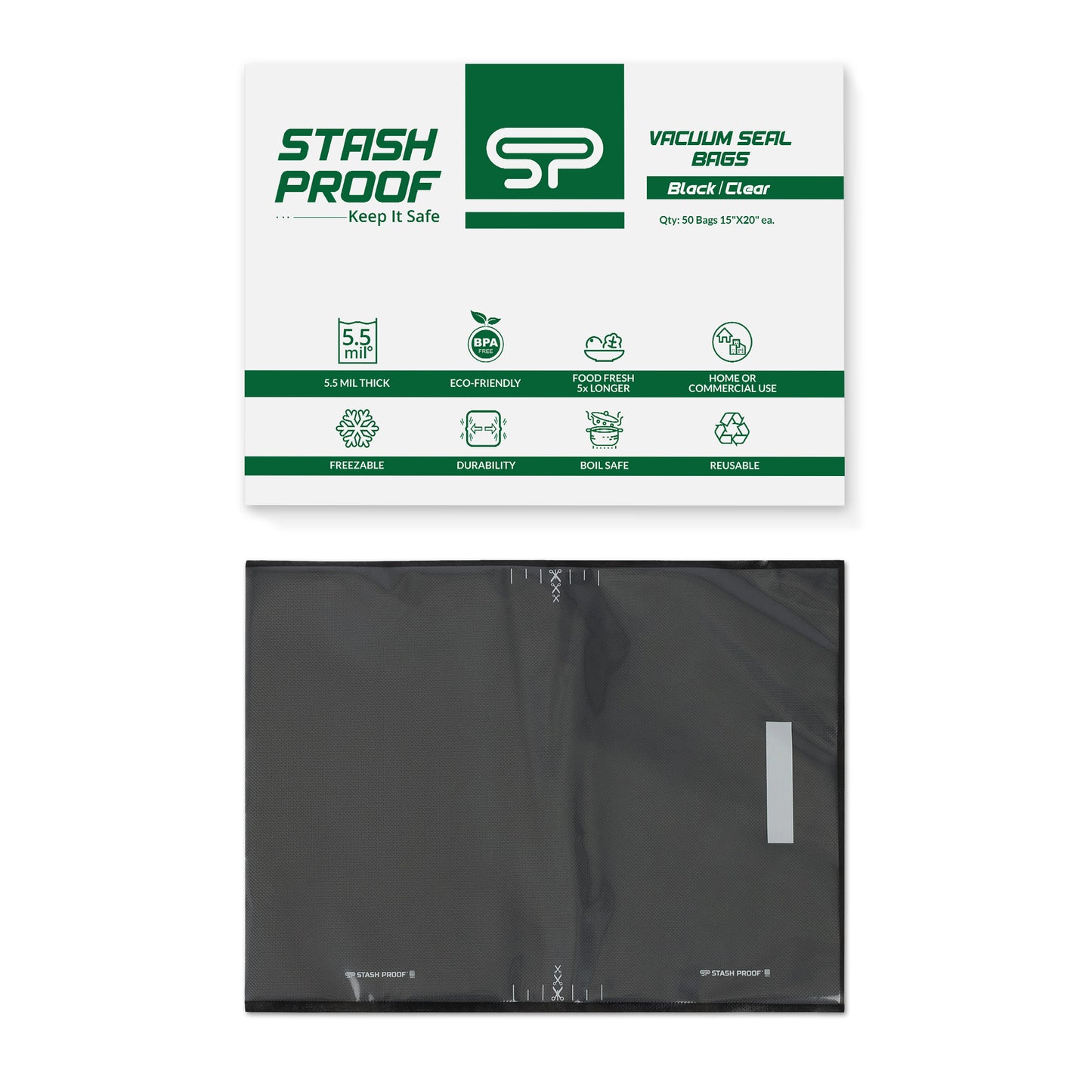stash proof Vacuum sealer seal bags 15x20 5.5 mil