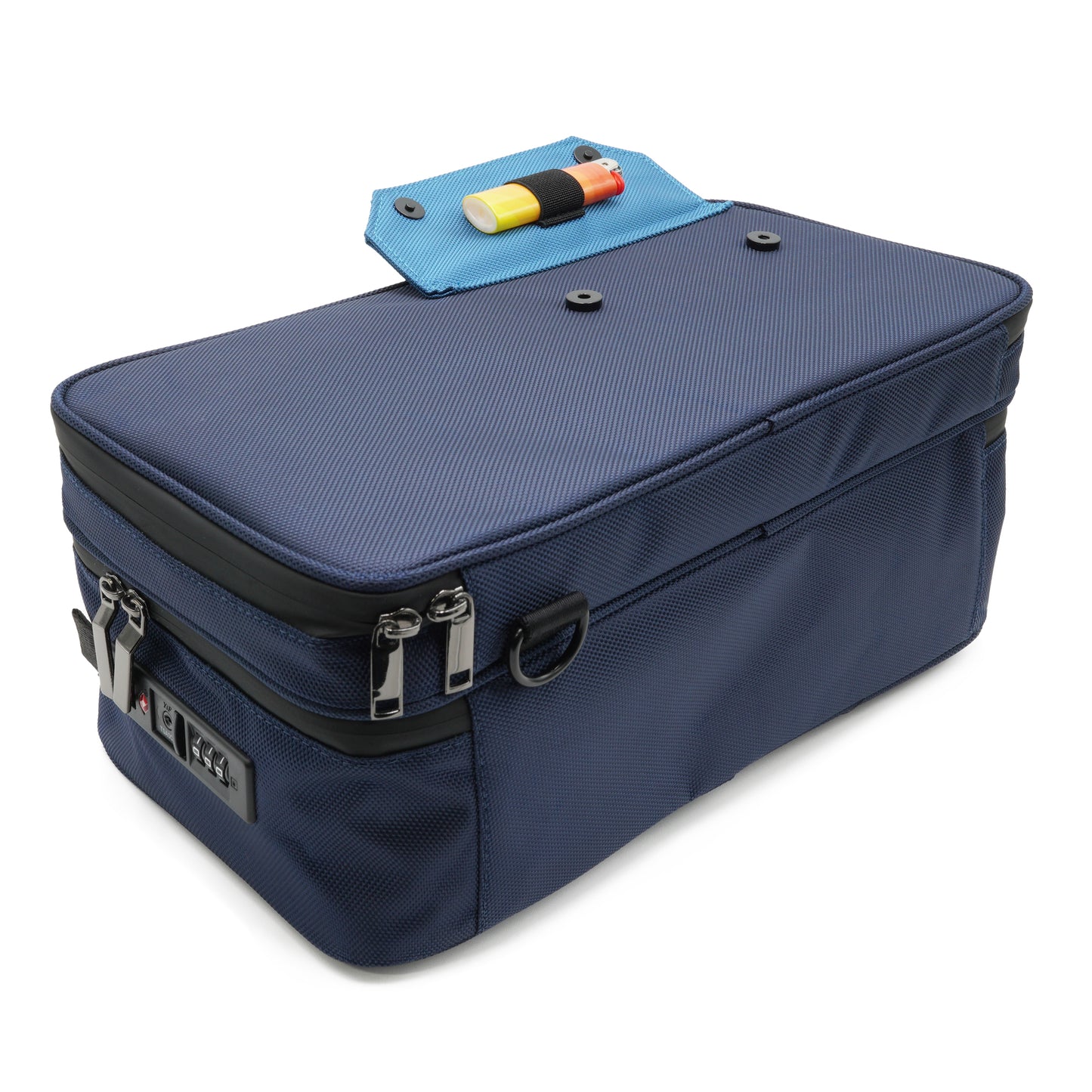 Lighter pocket flip up with magnetic closure allows for easy access to lighter
