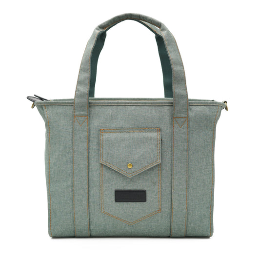 Front view of SMell Proof Tote bag by Stash Proof with handles up