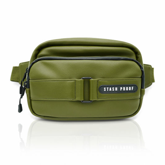 Loop Leather Bum Bag In Olive Green 