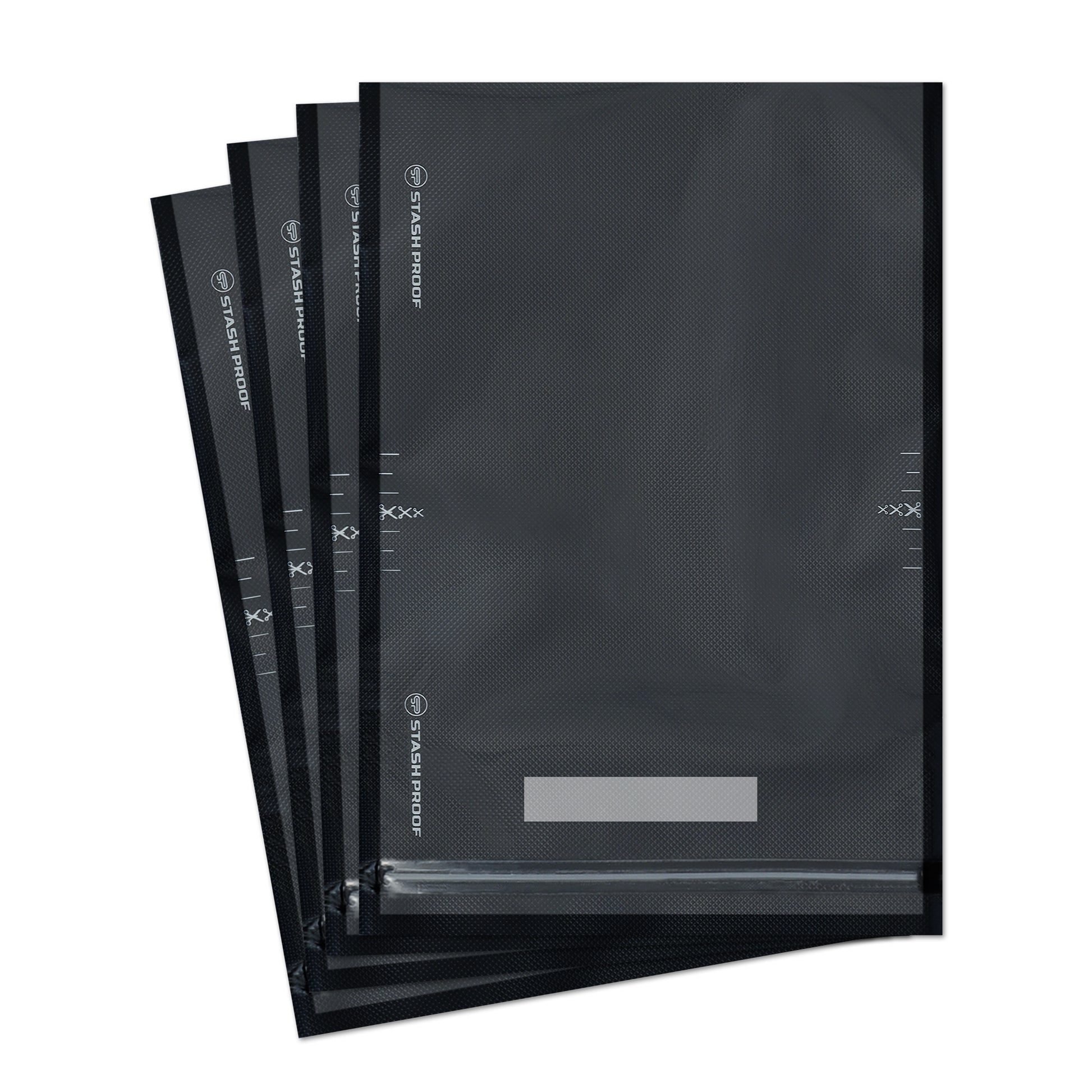 Stack of zipper vacuum seal bag on white background