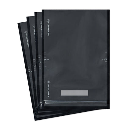 Stack of zipper vacuum seal bag on white background