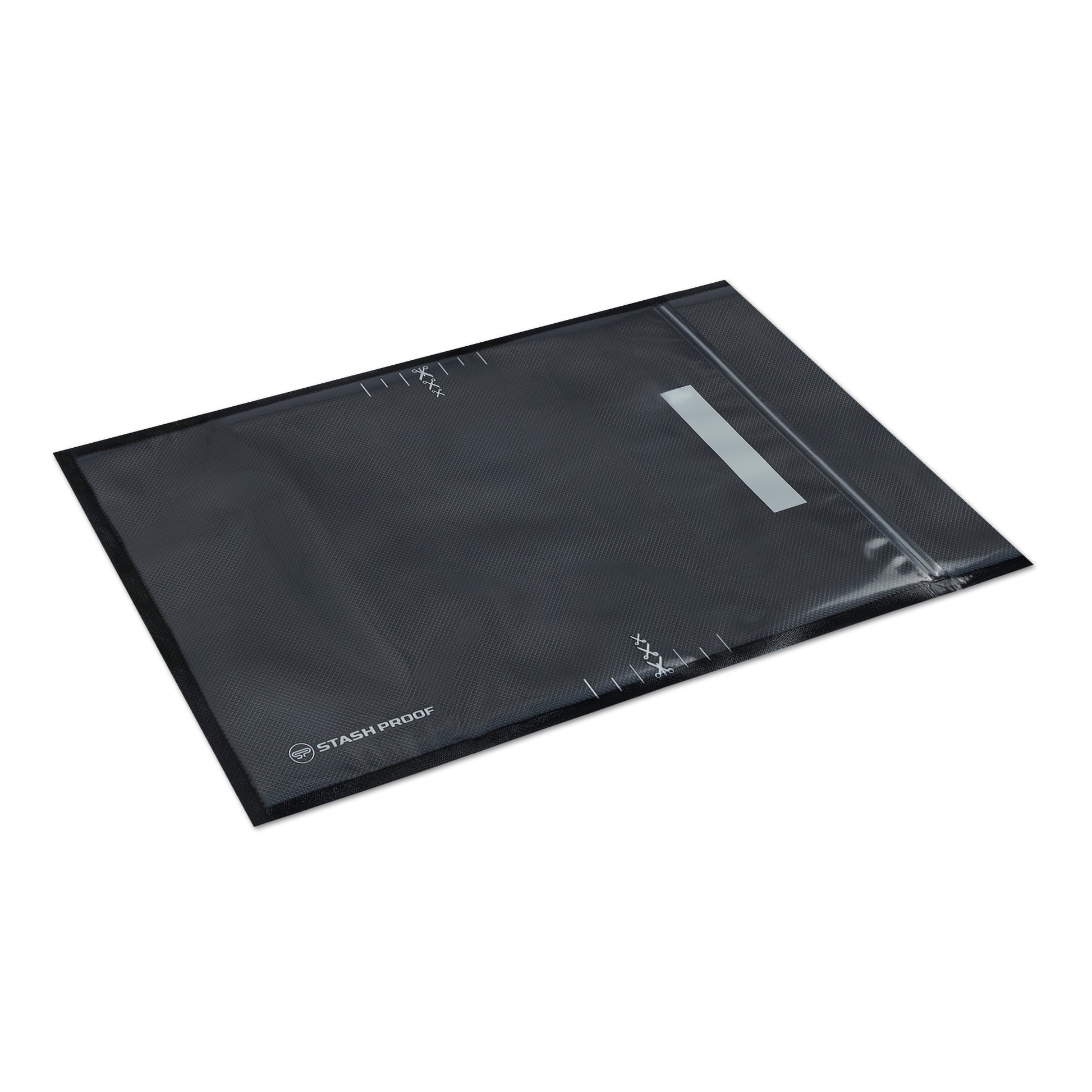 7 inch by 11 inch vacuum seal bag sitting at 45 degrees on white background