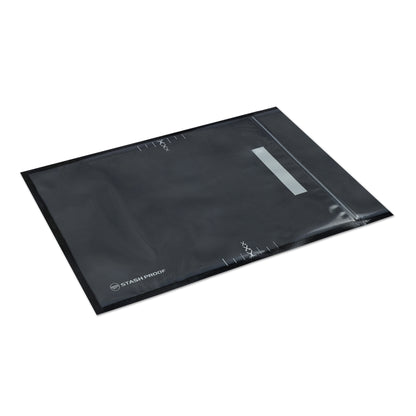 7 inch by 11 inch vacuum seal bag sitting at 45 degrees on white background