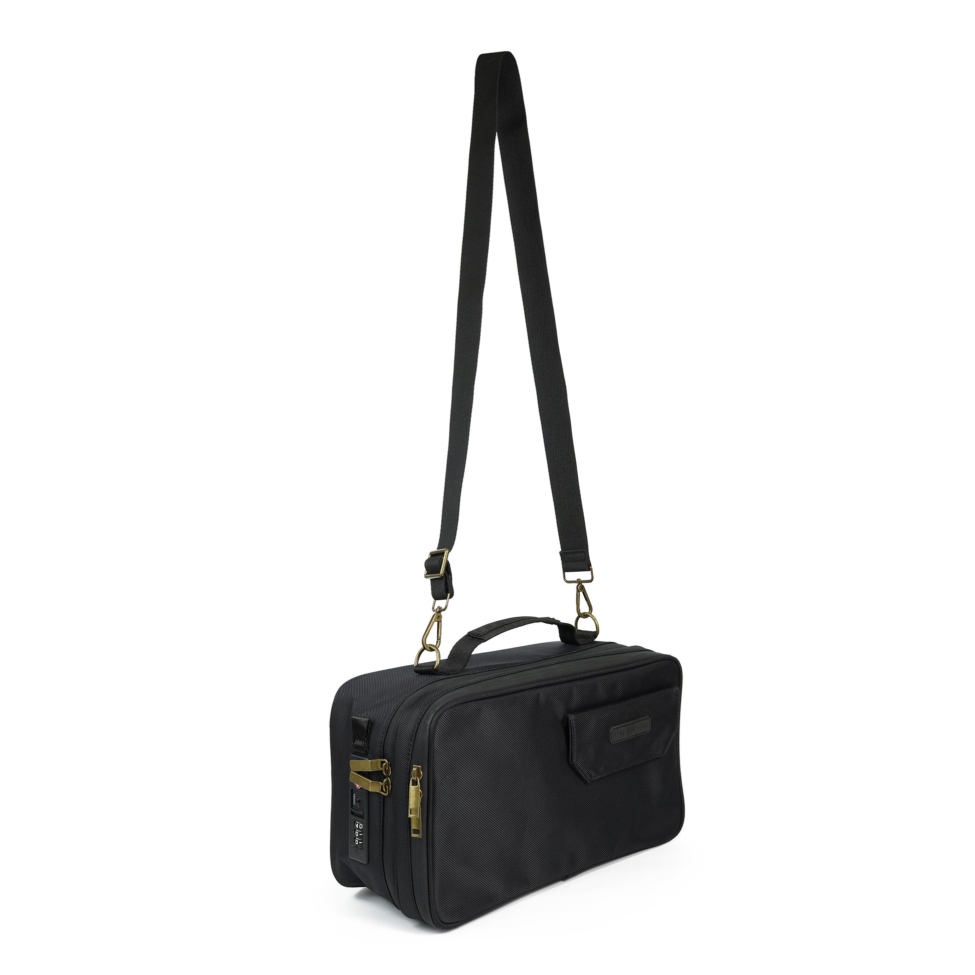 Black Stash Box with a black strap on a white background