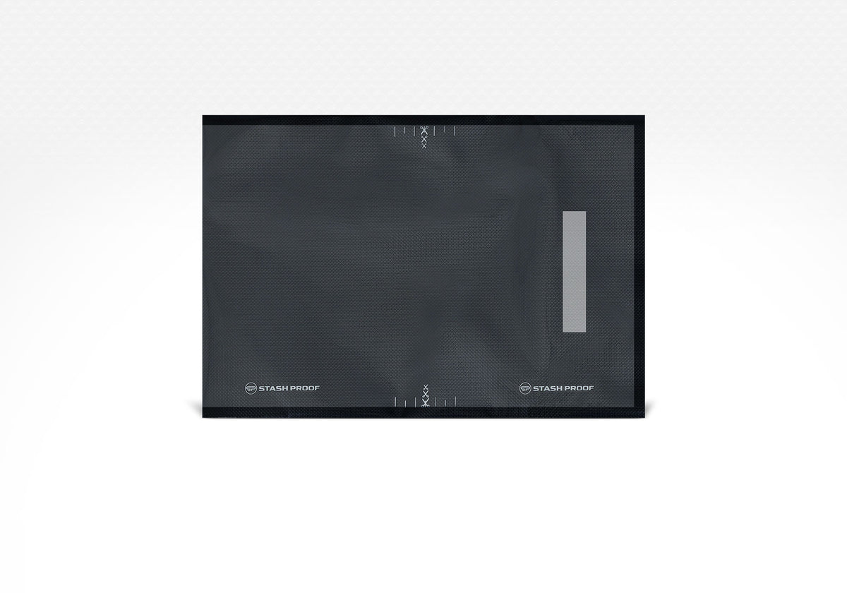 black and clear precut vacuum seal bag on white background