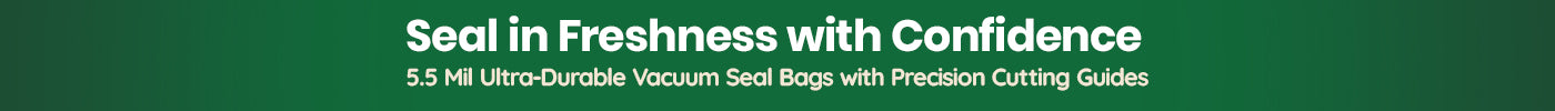 Promotional text for vacuum seal bags with a clear background