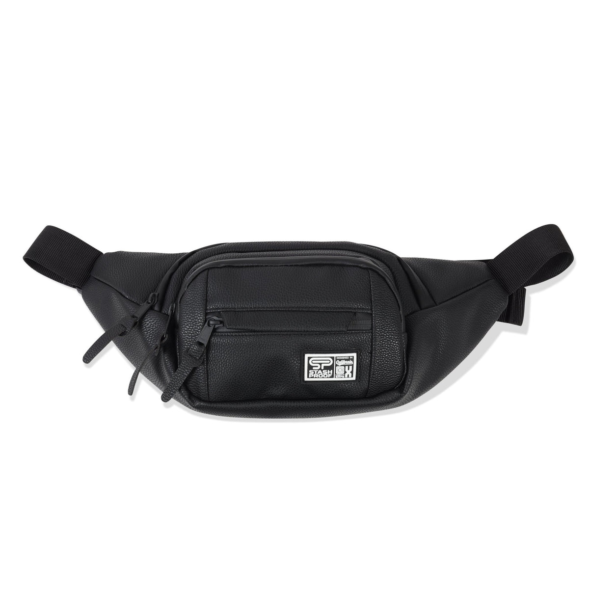 Black Transporter vegan-leather crossbody and belt bag shown from the front